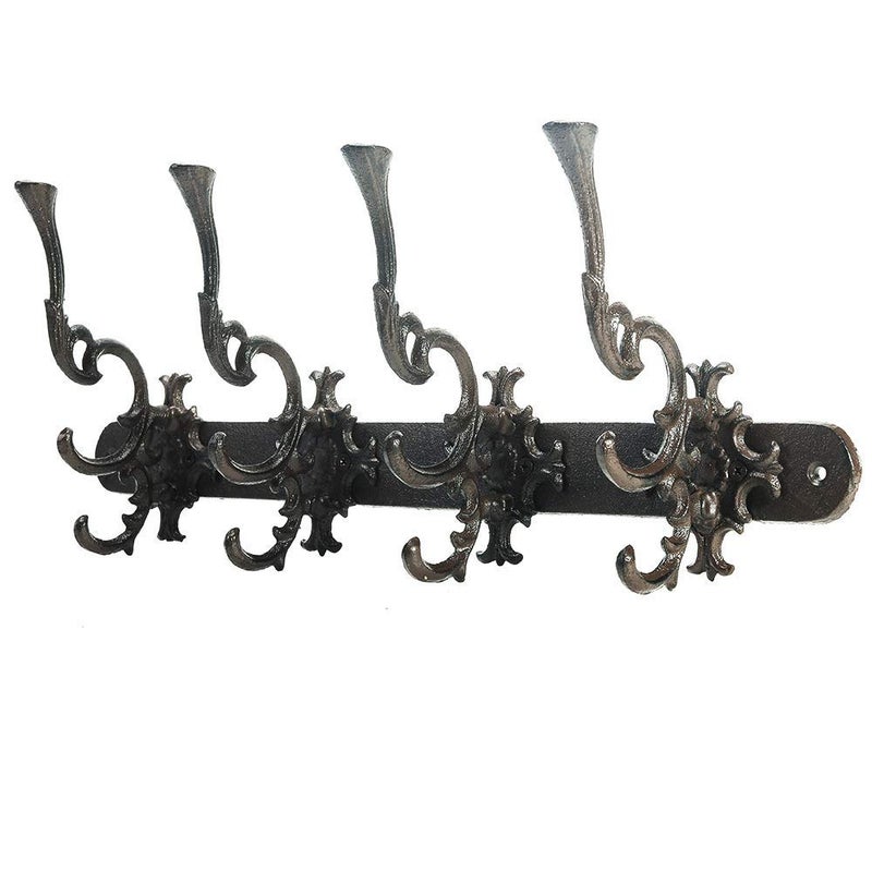 Sungmor Vintage Cast Iron Wall Hook Rack - Ornate 4-Hooks Coat and Hat Organizer - Heavy Duty Decorative Hanger for Entryway, Bathroom, or Mudroom - Retro Court Style & Rustic Bronze Finish - Image 2